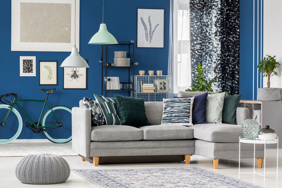 Navy blue living room design